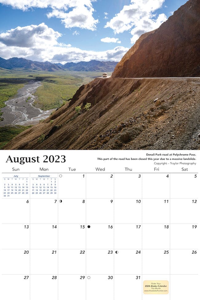 2023 Alaska Wall Calendar - August