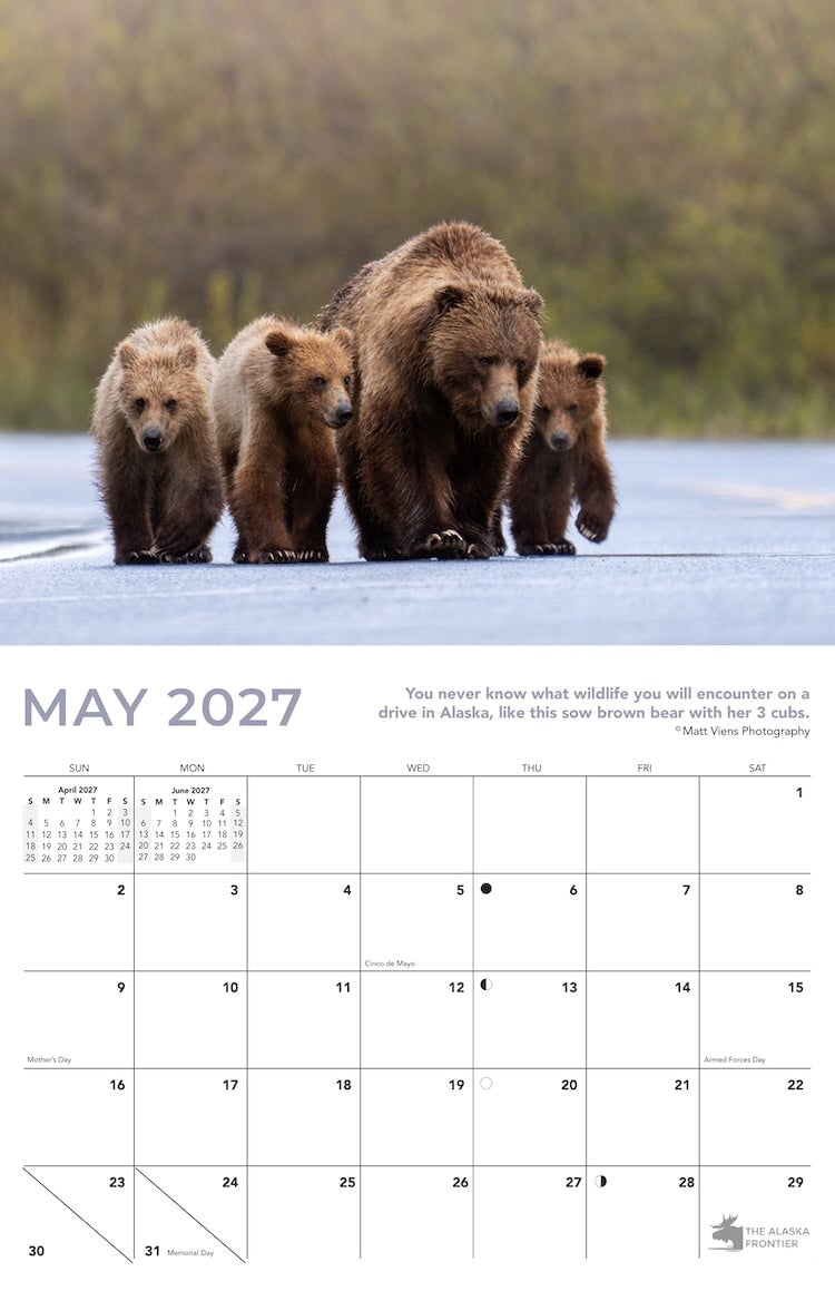 2027 Alaska Wildlife Calendar