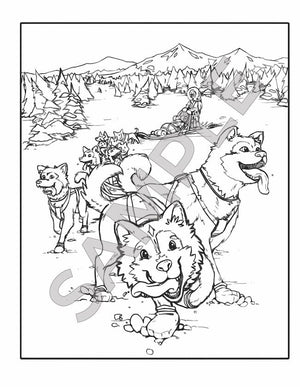 Alaska Coloring Book Sample Page Dog Sled