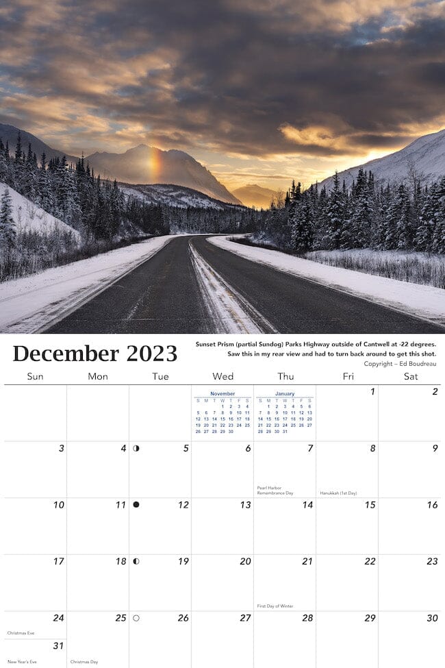 2023 Alaska Wall Calendar - December