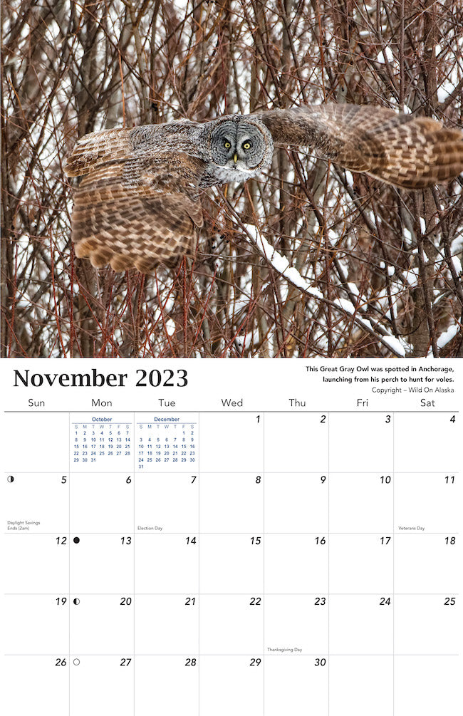 Alaska Wildlife Calendar 2023 - November