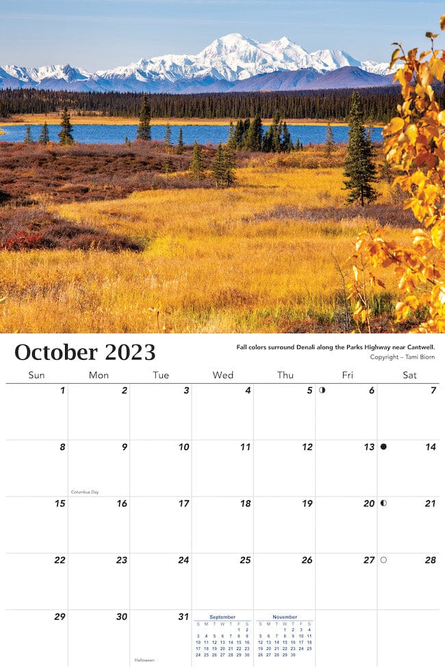 2023 Alaska Wall Calendar - October